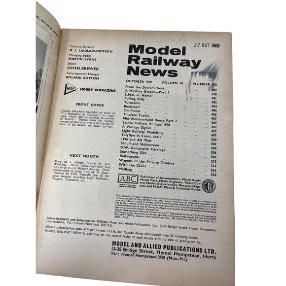 Model Railway News Hobby Magazine Lot of 3 May 1967 March 1969 October 1969 - Picture 6 of 8